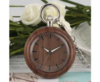 Men's Simple Wooden Quartz Pocket Watch Leisure Silver Rough Chain Pendant Watches