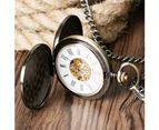 Pocket Watch Hand-winding Mechanical Watches Double Hunter Pendant Gift Men Bronze