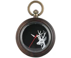 Leisure Elk Pattern Dial Ebony Pocket Watch Men Vintage Bronze Chain Pendant Watches
