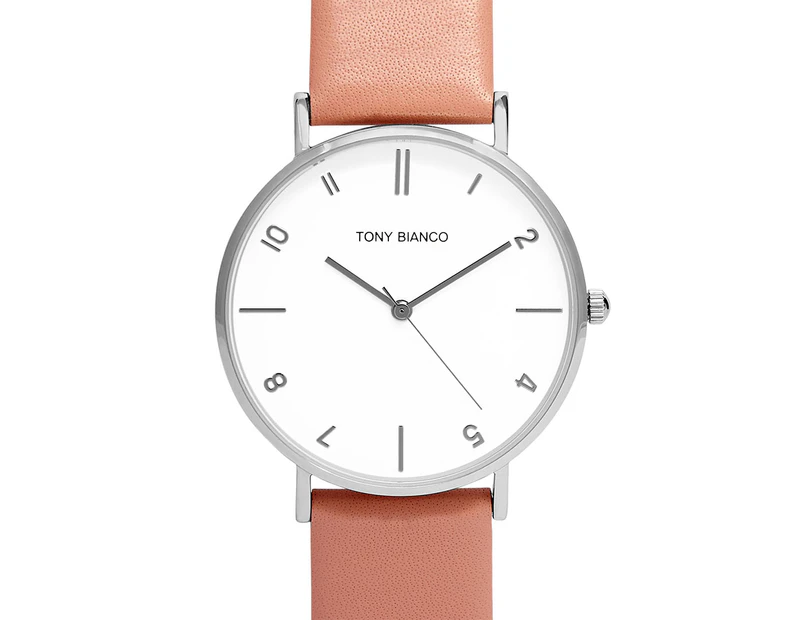 Tony Bianco Women's 36mm Wesley Slim Leather Watch - Silver/White/Rose