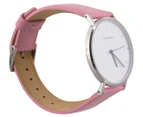 Tony Bianco Women's 36mm Wesley Slim Leather Watch - Silver/White/Pink
