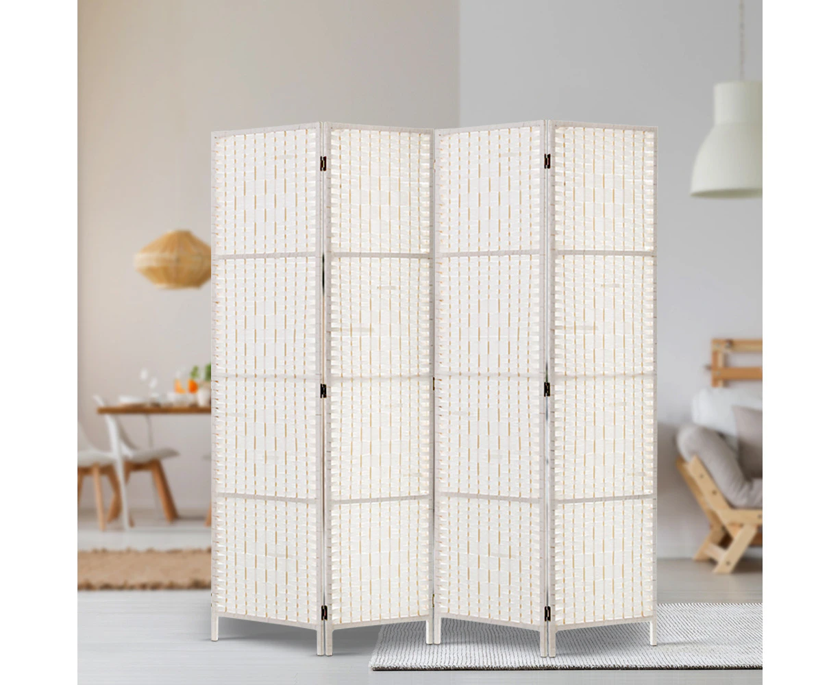 Artiss 4 Panel Room Divider Screen 163x170cm Woven White