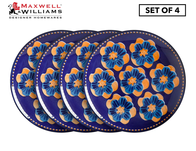 Set of 4 Maxwell & Williams 20cm Majolica Side Plate - Ink Blue
