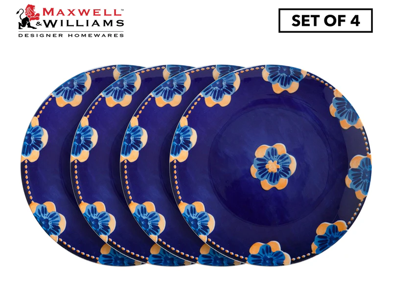 Set of 4 Maxwell & Williams 26.5cm Majolica Dinner Plate - Ink Blue