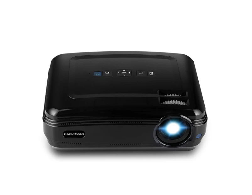 Excelvan Multimedia Projector Support Red&Blue 3D 1080P WiFi BT For Home Theater Game Outdoor Movie-black