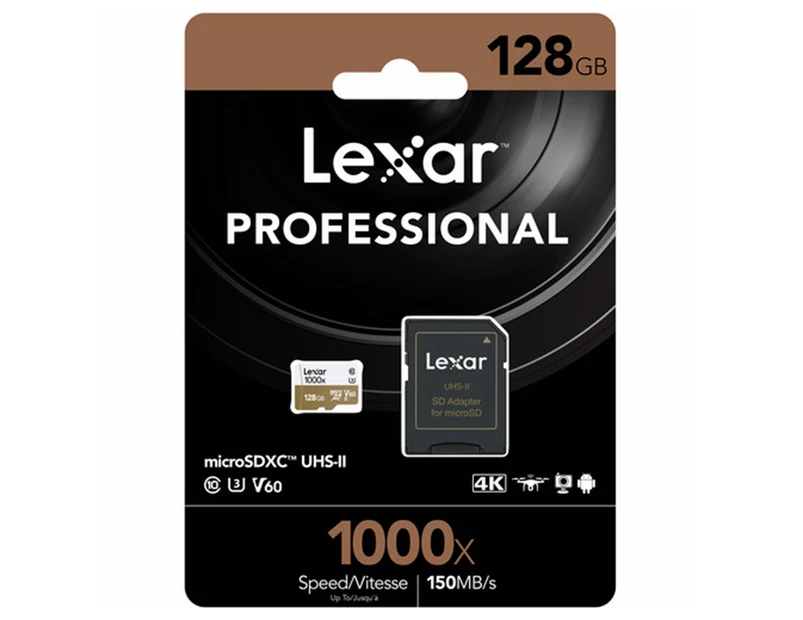 Lexar Micro SD Card 128G Professional 1000x Class10 UHS-II V60 U3 150Mbs