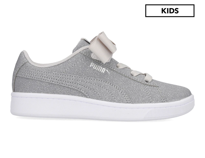Girls' Pre-School V2 Ribbon Glitz Sneakers - Grey Violet/Puma Silver/Puma White | Catch.com.au