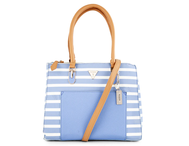 Guess Melina Logo Satchel - Blue Stripe