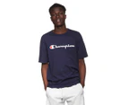 Champion Men's Script Short Sleeve Tee / T-Shirt / Tshirt - Navy