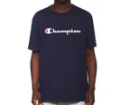 Champion Men's Script Short Sleeve Tee / T-Shirt / Tshirt - Navy