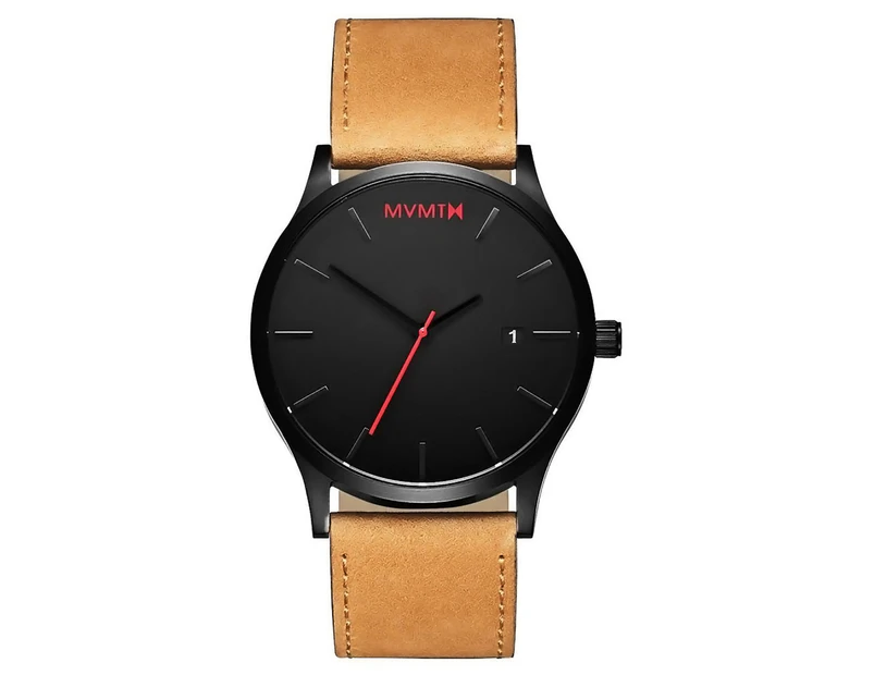 MVMT Men's 45mm Classic Leather Watch - Black/Tan