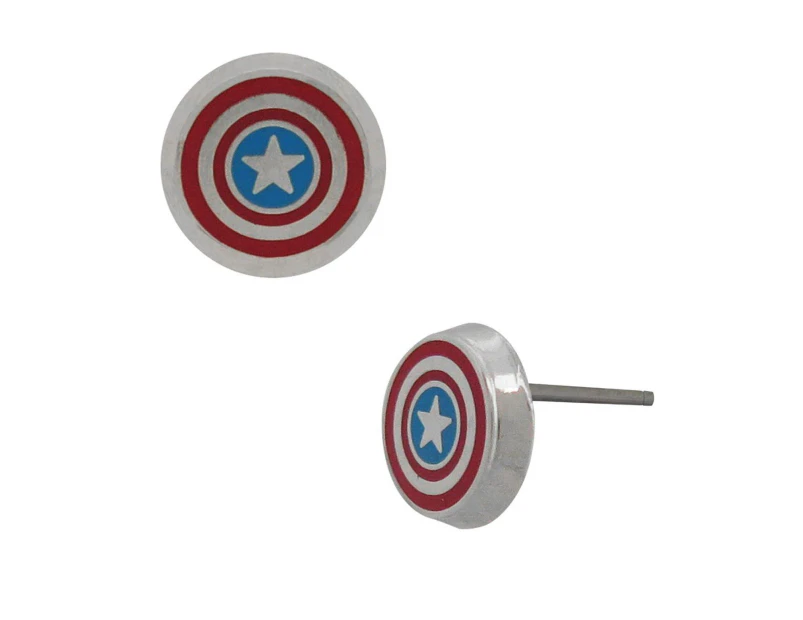 Captain America Shield Stainless Steel Stud Earrings