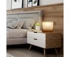 2X White Wooden Table Lamp Timber Bedside Lighting Desk Reading Light 4