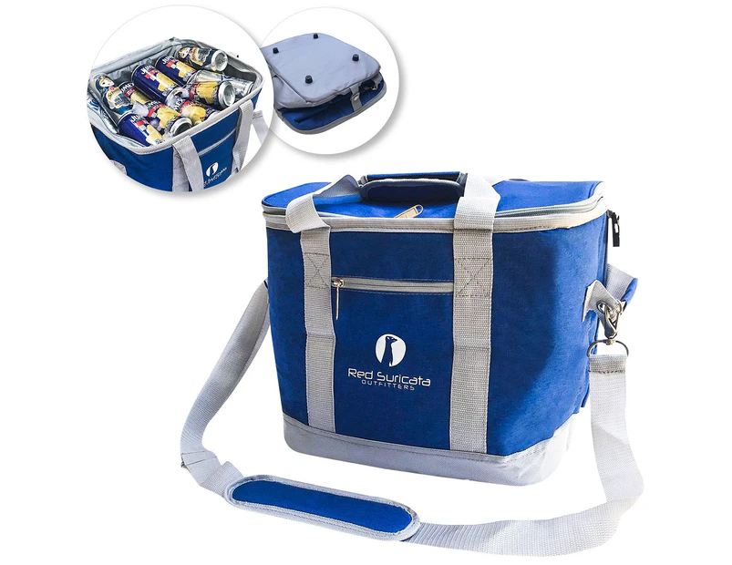 Red Suricata Large Collapsible 30L Soft Cooler – Heathered Blue/Light Grey