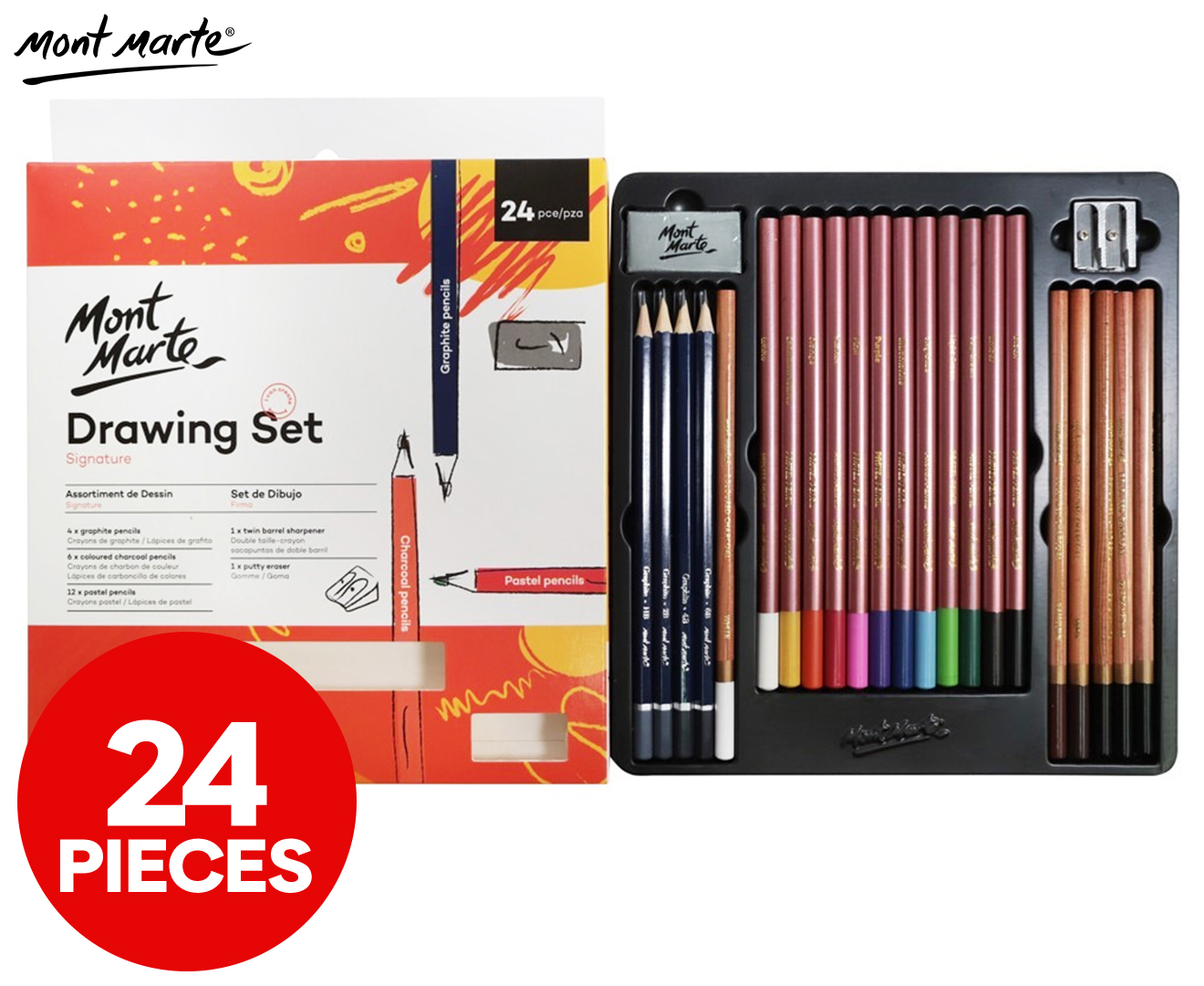 Mont Marte Signature Sketching Set In Wooden Box 21pc