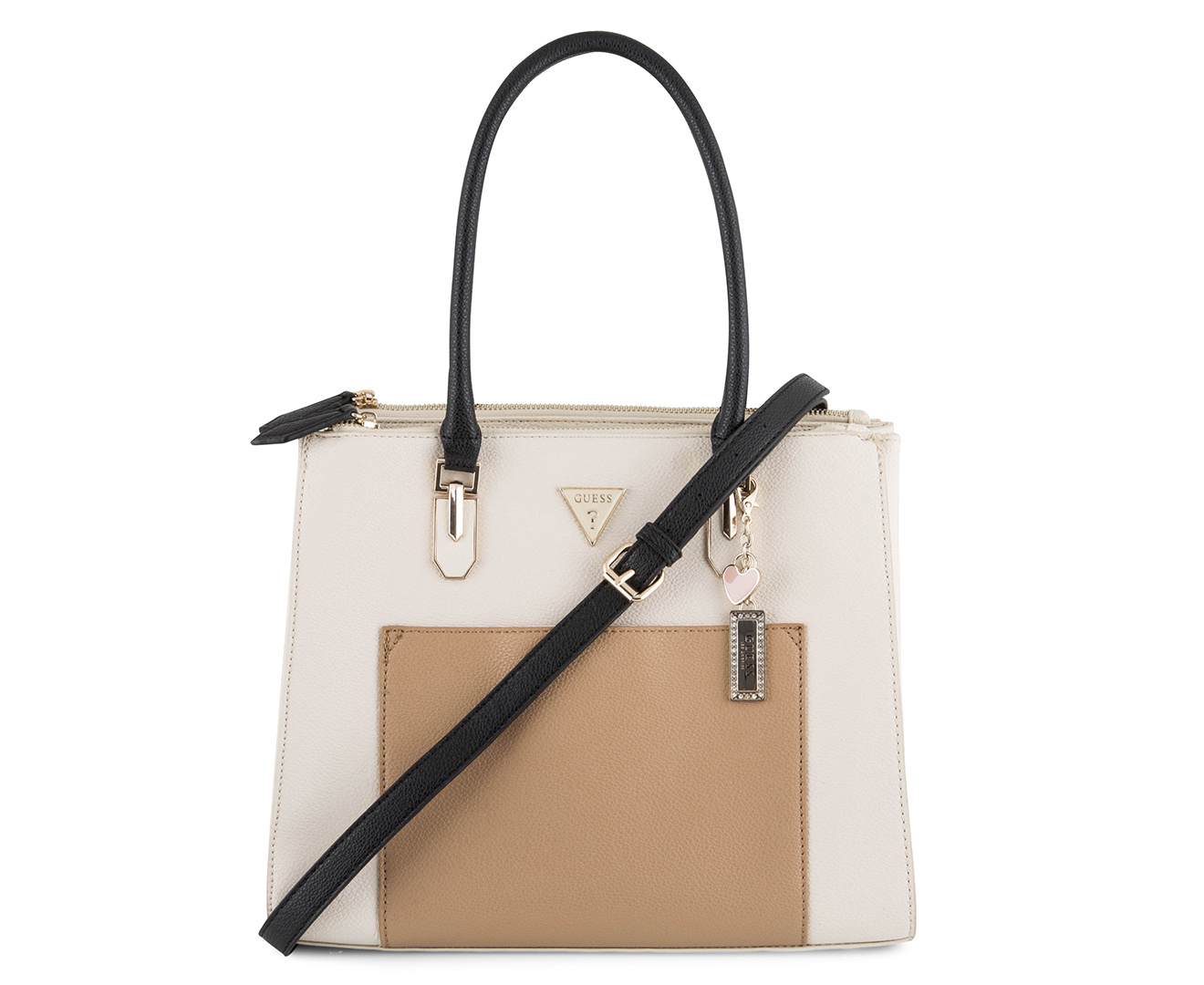 Guess Melina Logo Satchel - Neutral Combo | Catch.co.nz