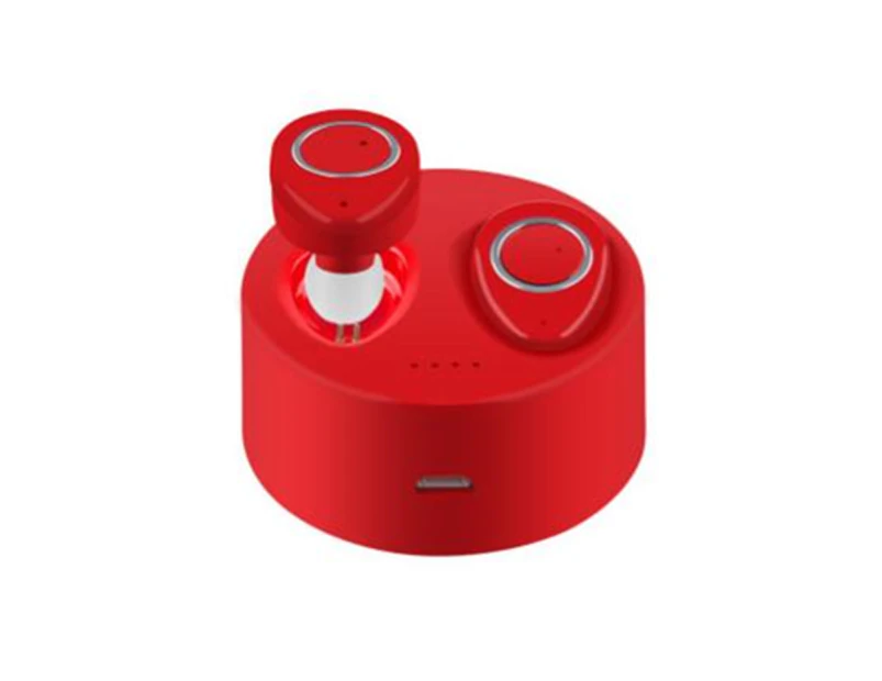TWS-F1 True Wireless Bluetooth Headphones Invisible Earphone Stereo Music Headsets Multi-Point Connection 452Mah Charging Box-RED