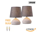 2X Grey Stylish Small Concrete Based Table Lamp E14 with Candle Bulb