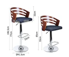 Artiss Wooden Bar Stools Fabric Kitchen Bar Stool Dining Chairs Foam Gas Lift