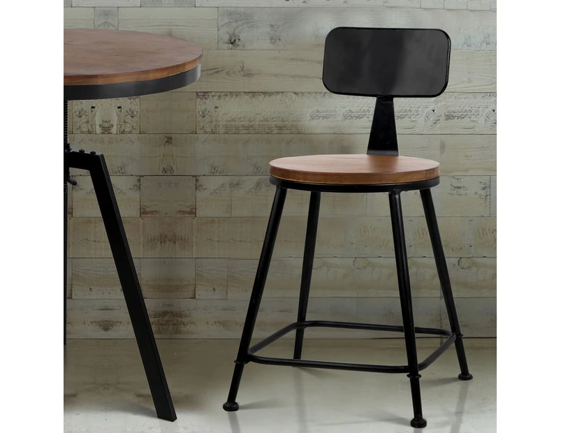 Artiss 2x Vintage Bar Stools Chairs Retro Industrial Wooden Bar