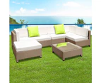 Gardeon 7pc Sofa Outdoor Furniture Set Wicker Rattan Lounge Setting Black Pool Gardeon
