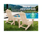 Outdoor Furniture Chairs Table Foldable Wooden Adirondack Beach Chair Lounge Setting Sun Lounger Garden Patio 3pc Gardeon