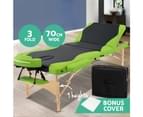 Zenses 70CM Wooden Portable Massage Table 3 Fold Beauty Therapy Bed Waxing Green 3