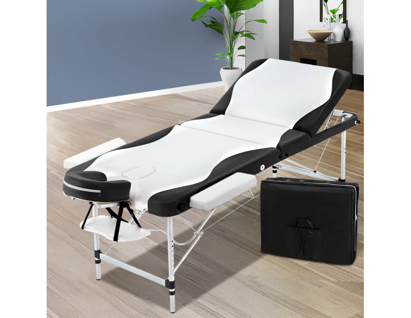 Zenses 75CM Portable Aluminium Massage Table 3 Fold Massage Beds Beauty Waxing
