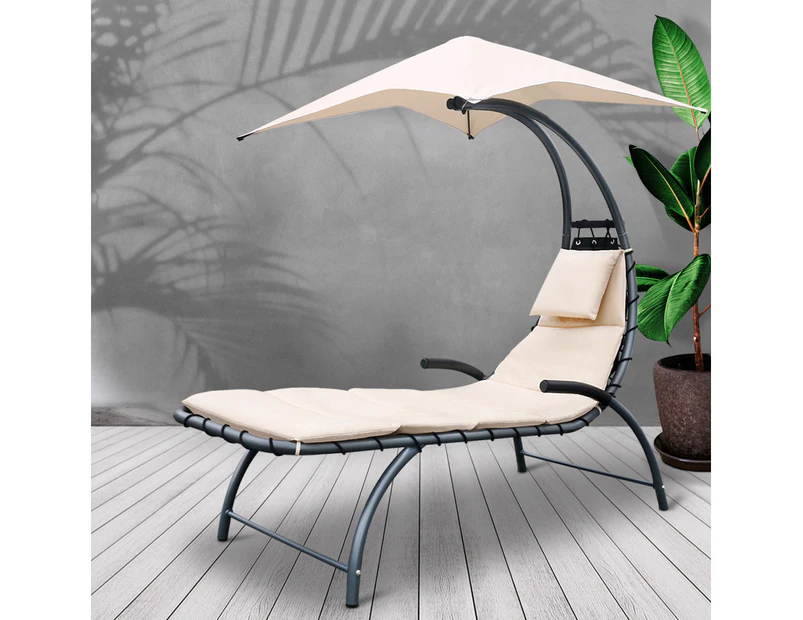Gardeon Outdoor Sun Lounge Chair Canopy Steel Garden Patio Hanging Chaise Bed Gardeon