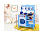 Keezi Kids Kitchen Play Set Wooden Pretend Play Sets Childrens Cooking Home Cookware Blue