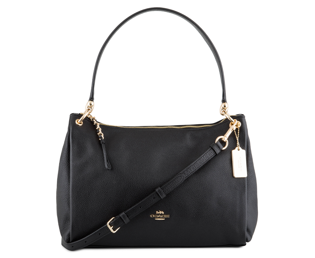 Coach Pebbled Leather Mia Shoulder Bag - Black | Catch.co.nz