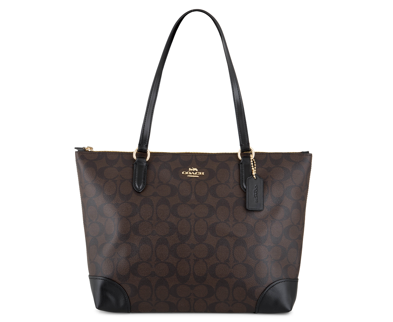 Coach Signature Zip Tote Bag - Brown/Black | Catch.com.au