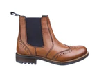 Cotswold Mens Cirencester Leather Chelsea Brogue Shoes (Tan) - FS4677