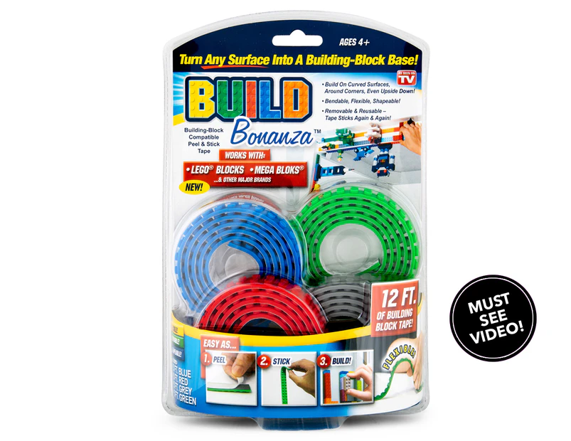 As Seen on TV Build Bonanza Flexible Building Block Base, Blue/Green/Red/Gray - 4 pack