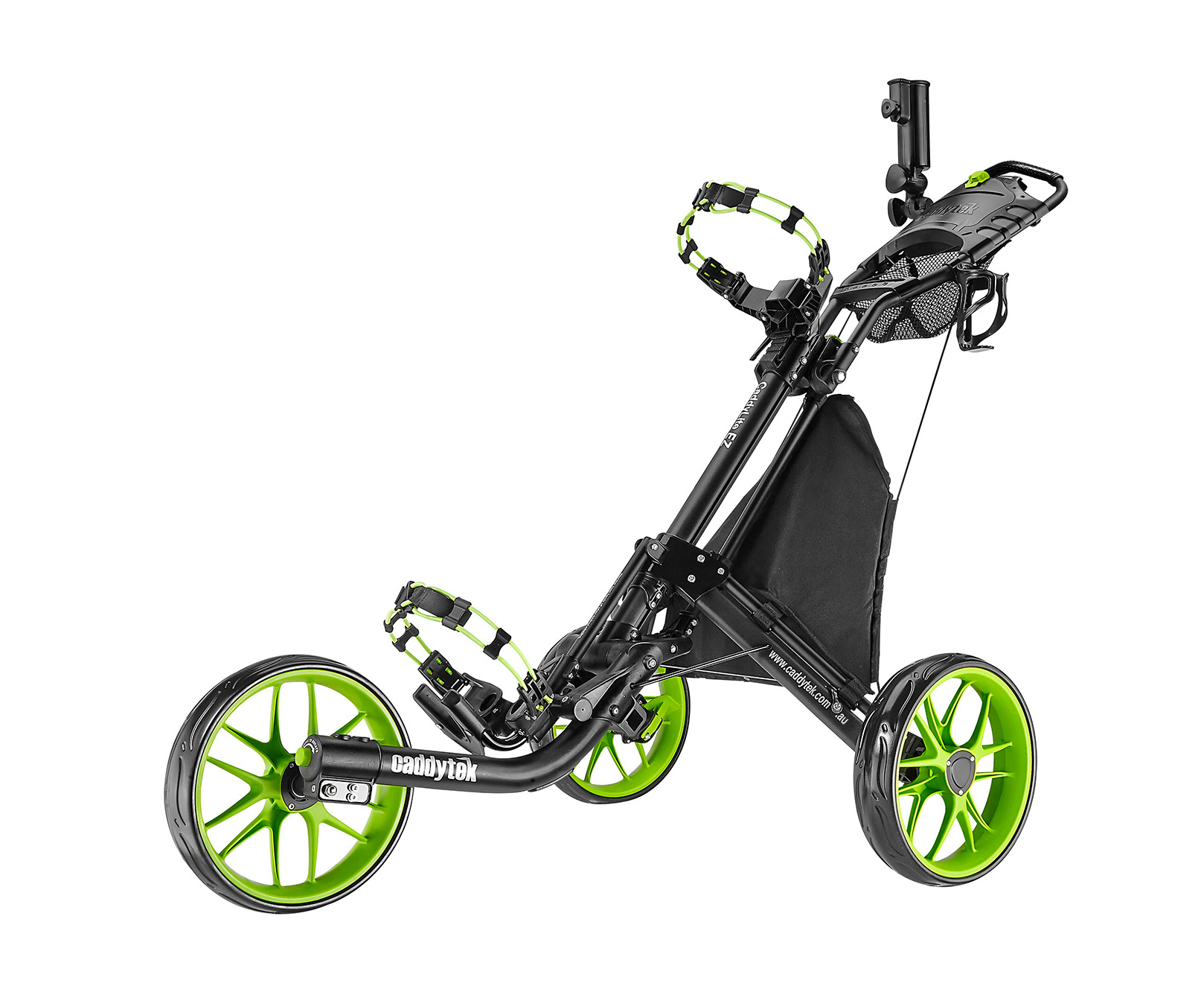 CaddyTek CaddyLite EZ-Fold Pro 3 Wheel Golf Buggy / Push Cart - Lime ...