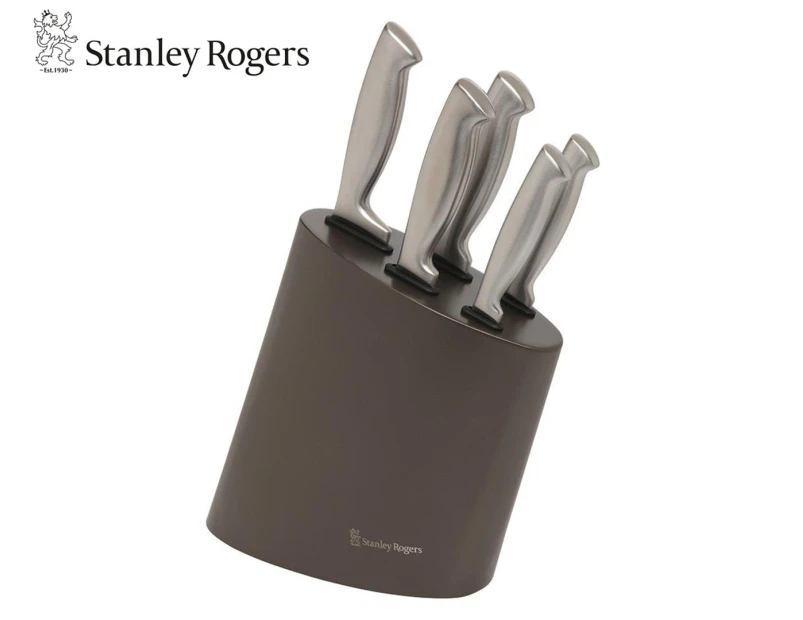 Stanley Rogers 6-Piece Modern Steel Knife Block Set