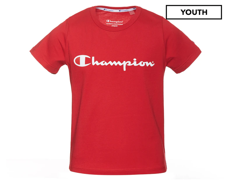 Champion Boys' Script Short Sleeve Tee / T-Shirt / Tshirt - Cherry On Top