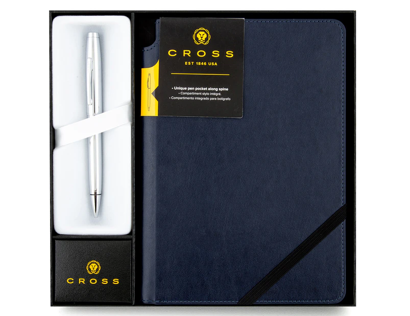 Cross A5 Journal & Coventry Pen Gift Set - Navy/Silver