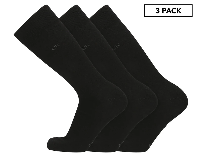 Calvin Klein Men's Chino Signature Flat Knit Crew Socks 3-Pack - Black