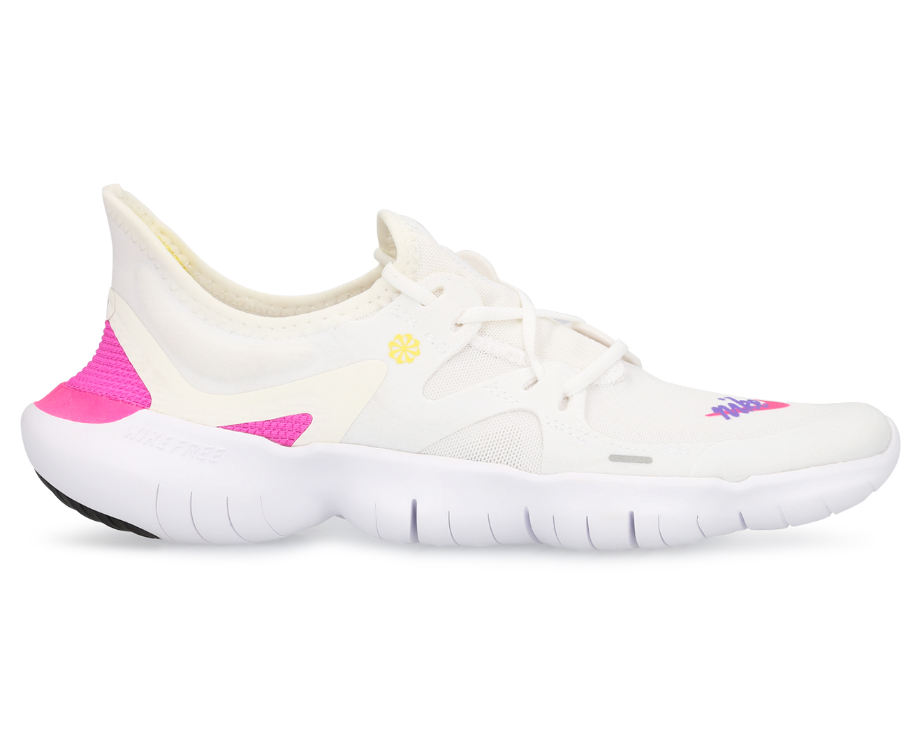 Nike Women's Free RN 5.0 Disrupt Running Shoes - White/Laser Fuchsia ...