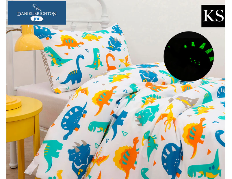 Daniel Brighton Junior Glow In The Dark King Single Bed Quilt Cover Set - Dinosaur