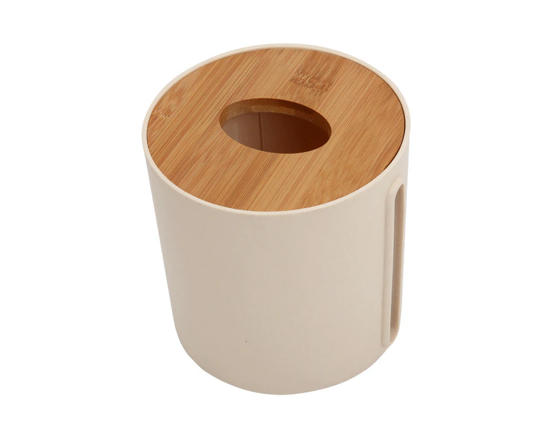Round Wood Tissue Box Holder - Orange