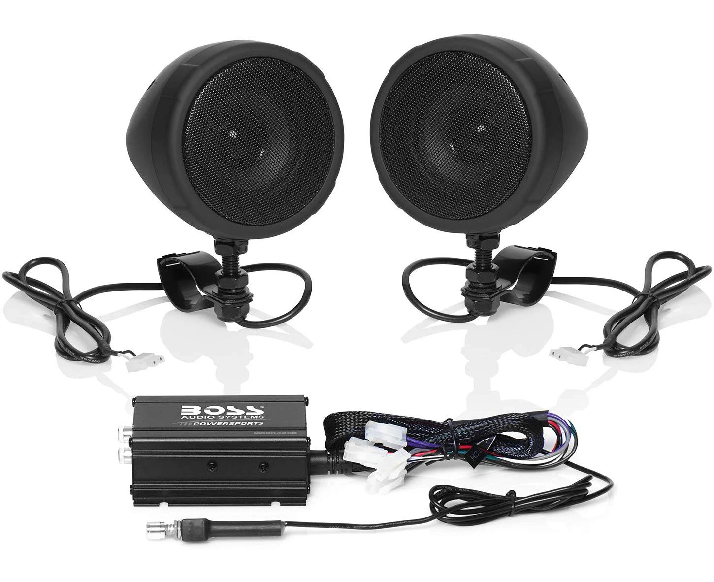 Boss Audio MCBK420B 3" Bluetooth Motorcycle Speakers + Amp Black