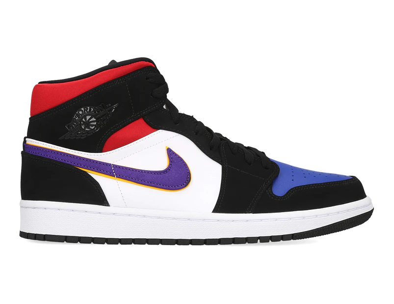 Nike Men's Air Jordan 1 Mid SE Sneakers - Black/Purple-White-Red