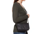 Barneys New York Small Saddle Bag w/ Striped Cotton Strap - Black/Multi