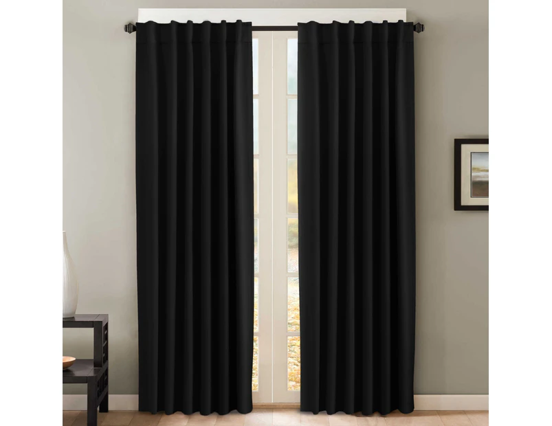 2 Panels Blackout Curtains for Bedroom Window Curtain Drapes Pair for Living Room, Rod Pocket / Back Tab Curtain Header, Charcoal Gray