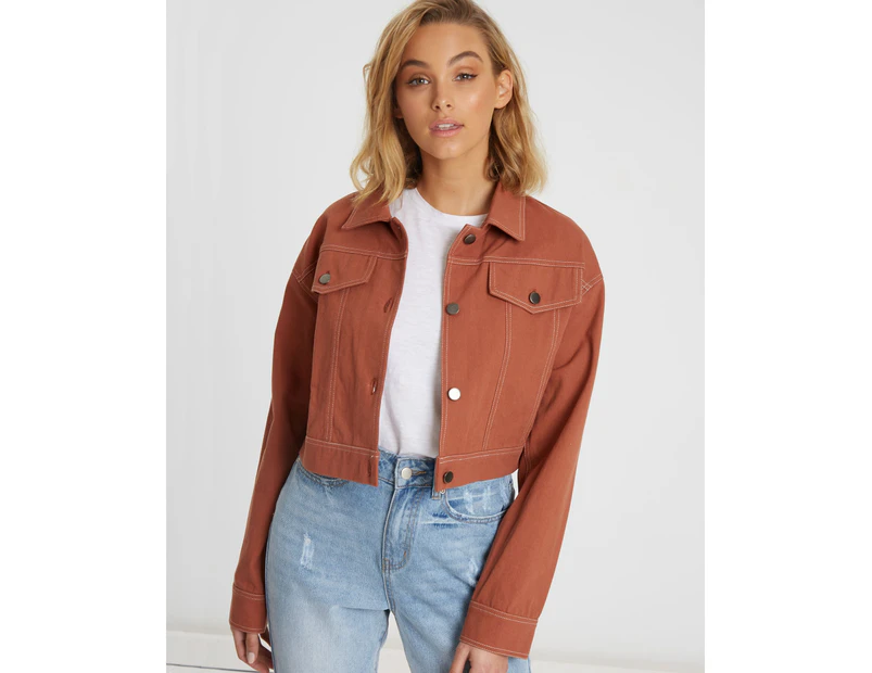 The Fated Women's Jagger Cropped Jacket - Rust