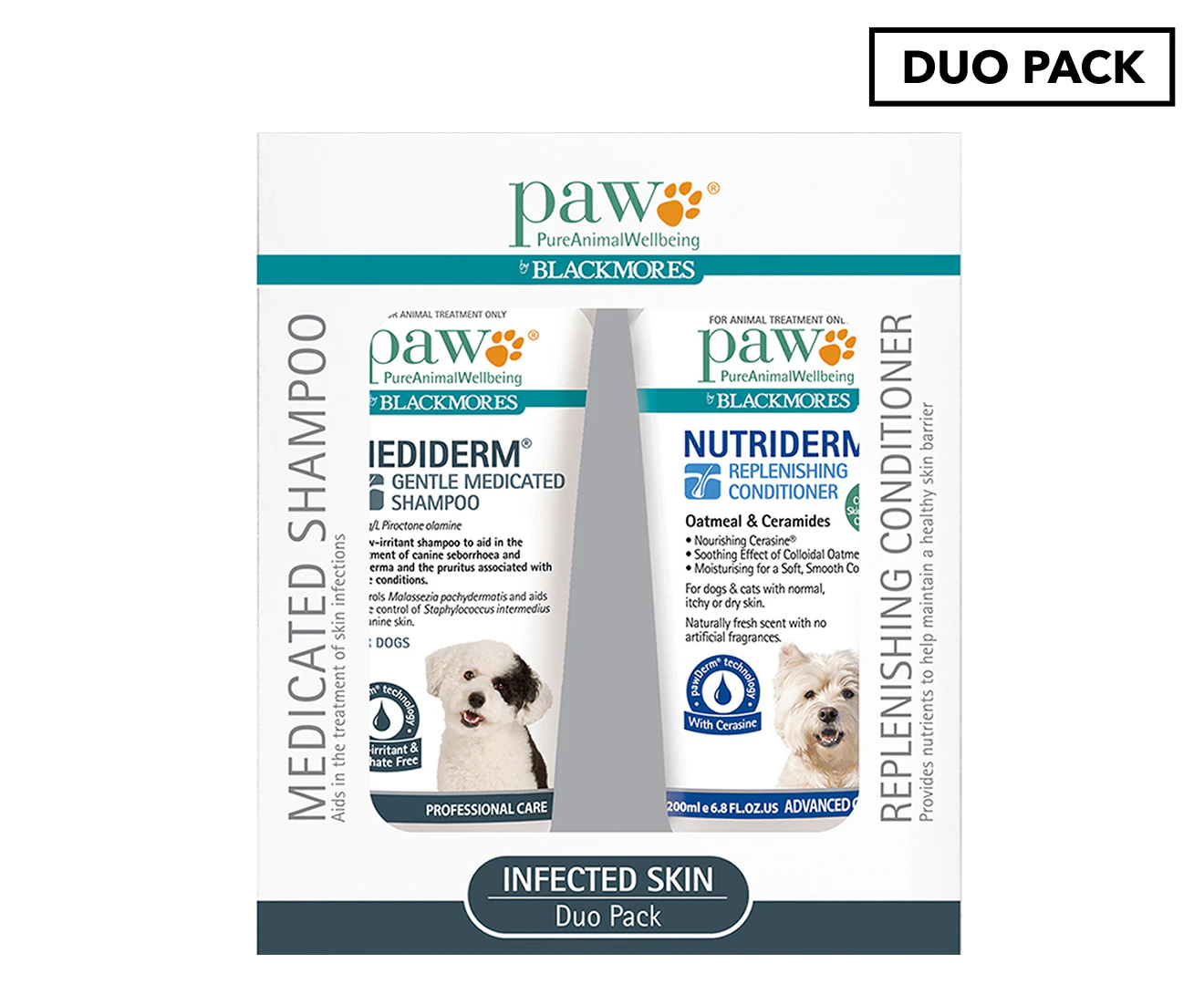 Blackmores PAW MediDerm Pet Antibacterial Shampoo & Conditioner Duo Pack