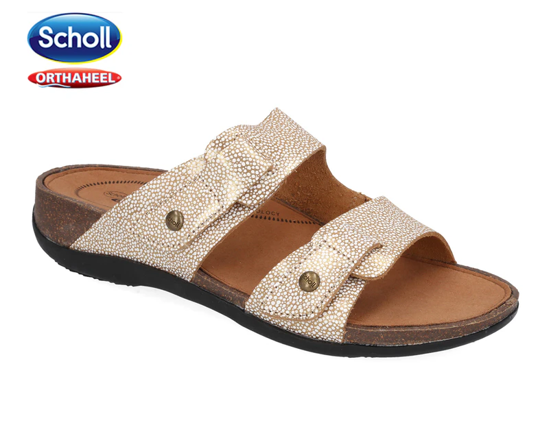 Scholl Women's Deloraine Orthaheel Sandals - Gold/White
