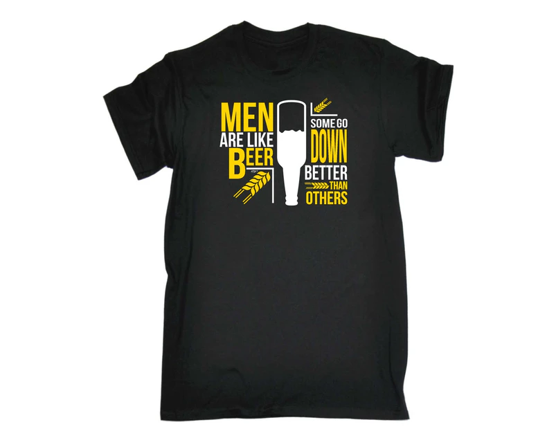 123t Funny Tee - Men Are Like Beer Some Go Down Better Than Others Mens T-Shirt Black - Black